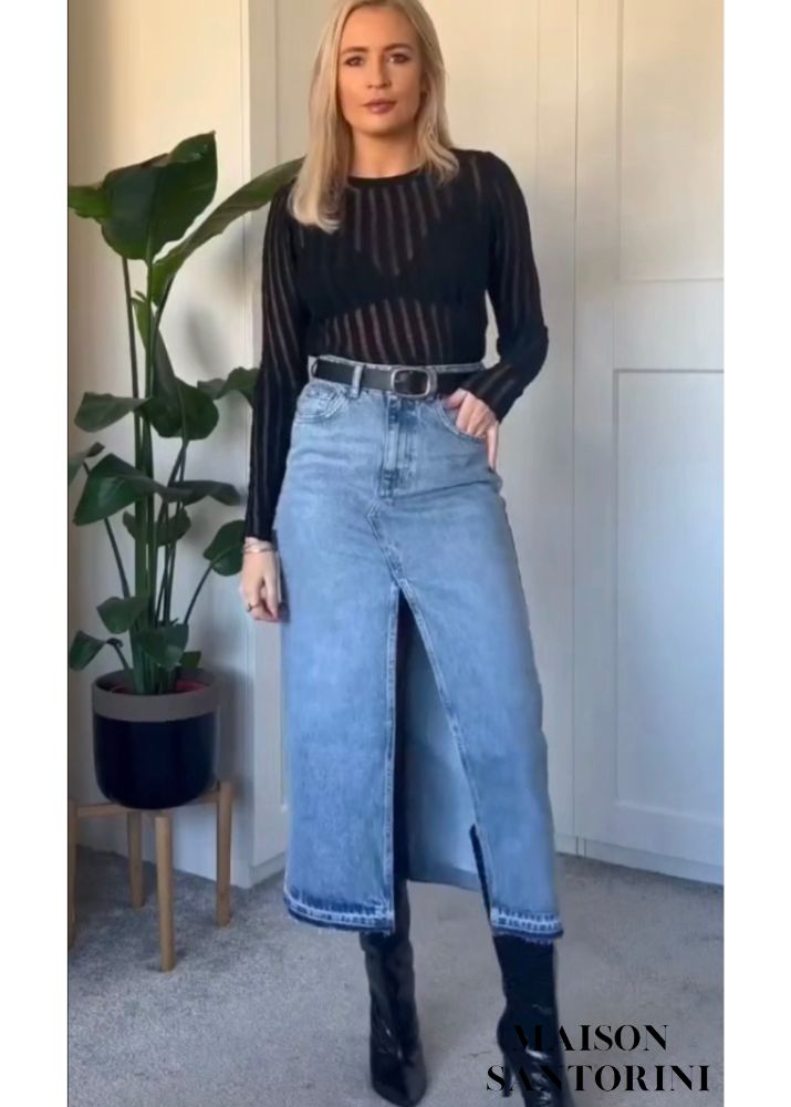 Saia Santorini Jeans Midi